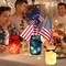 4th of July Patriotic Table Decoration Set Rustic Mason Jar Tea Light Candle Holders with String Lights for Independence Day Centerpiece Transparent Mason Jars Labor Day Supplies